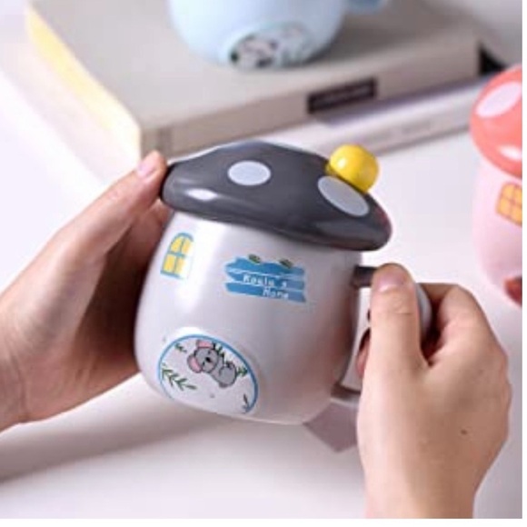 Purple Mushroom House Mug with Lid and Spoon, NIB 🍄 🥄 - Picture 2 of 7